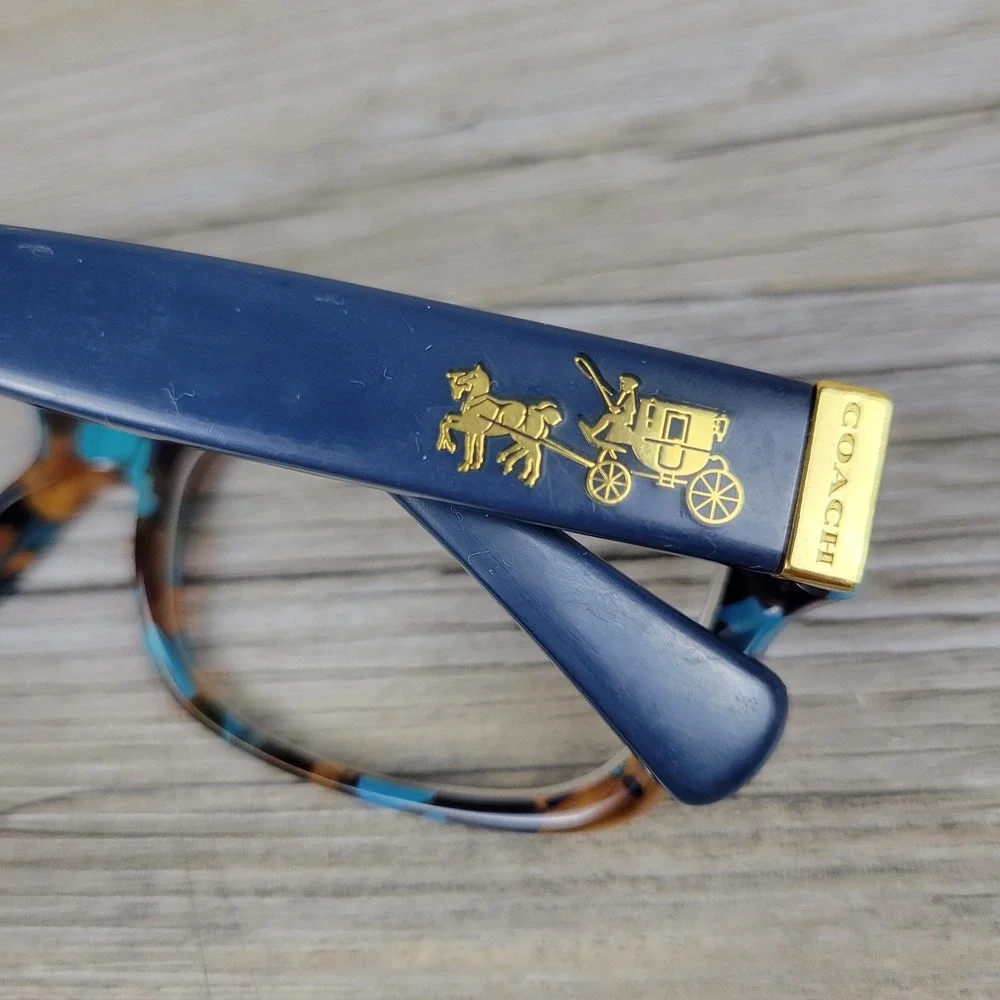 Coach Eyeglass Frames HC 6078 5337 Teal Confetti Tortoise Rectangular 52-16